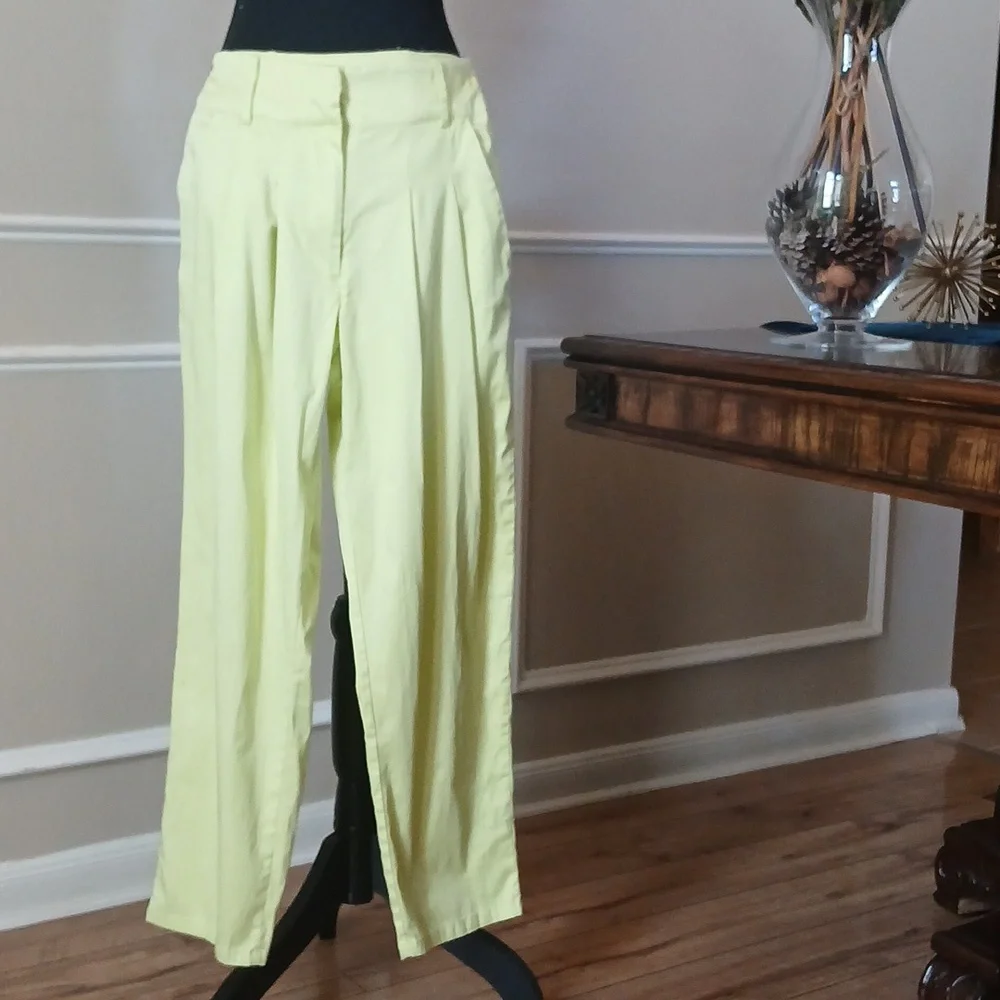 Lime High Waisted Cotton Pleated Pants By Forever 21. Size S - Picture 13 of 17